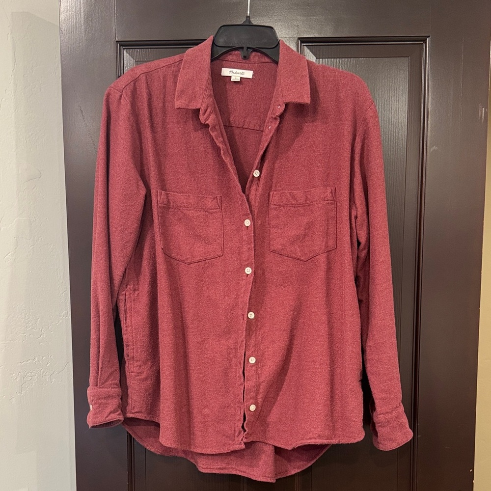 Madewell Burgundy Long-Sleeve Flannel Shirt EUC, Size Medium
